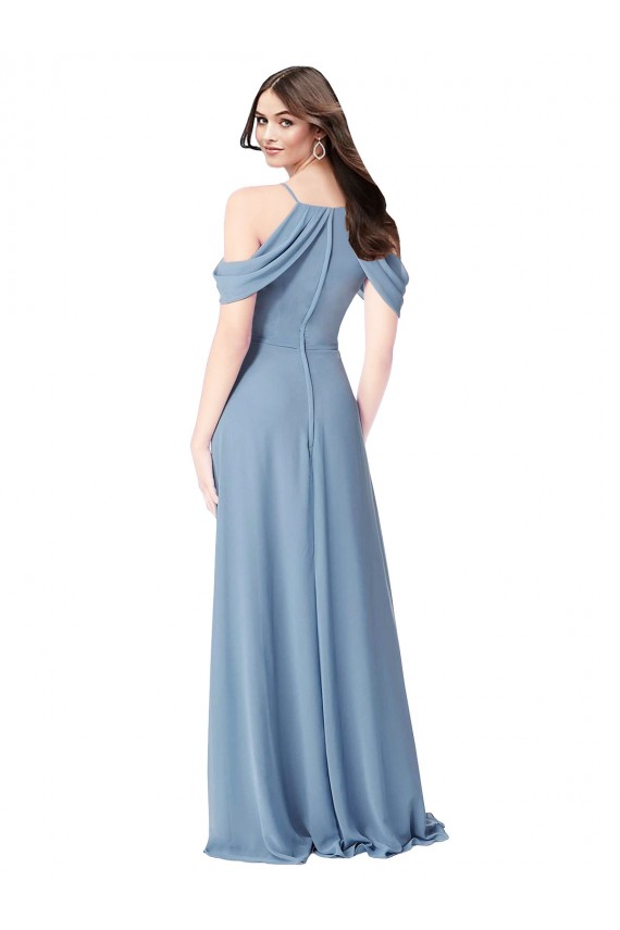 Dusty Blue Off the Shoulder Sleeveless A-Line Evening Dress / Bridesmaid Dress Townsville