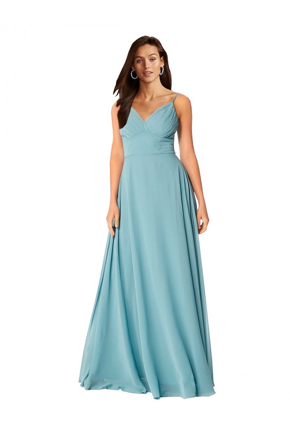 Turquoise V-Neck Sleeveless A-Line Bridesmaid Dress Townsville