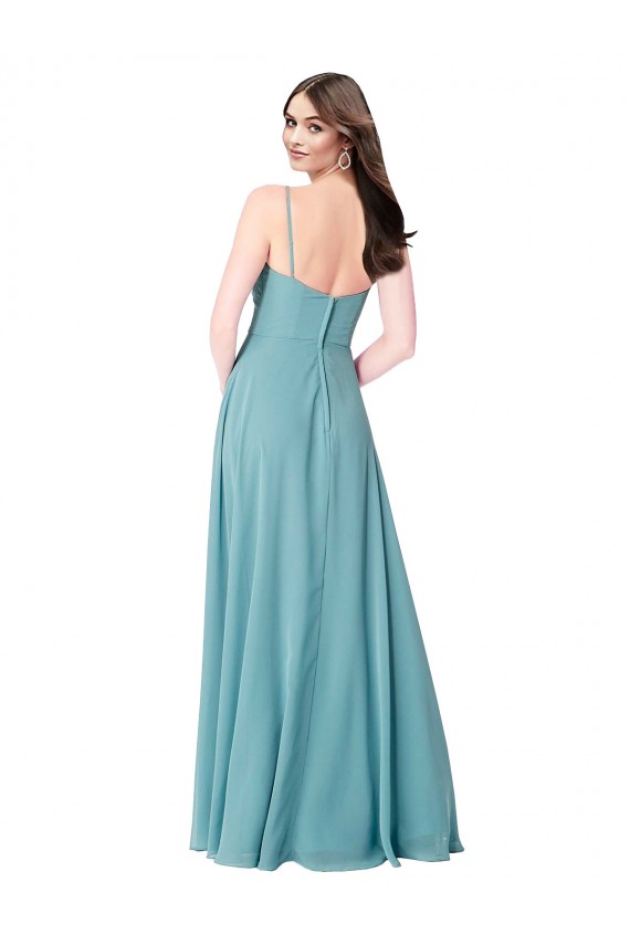 Turquoise V-Neck Sleeveless A-Line Bridesmaid Dress Townsville