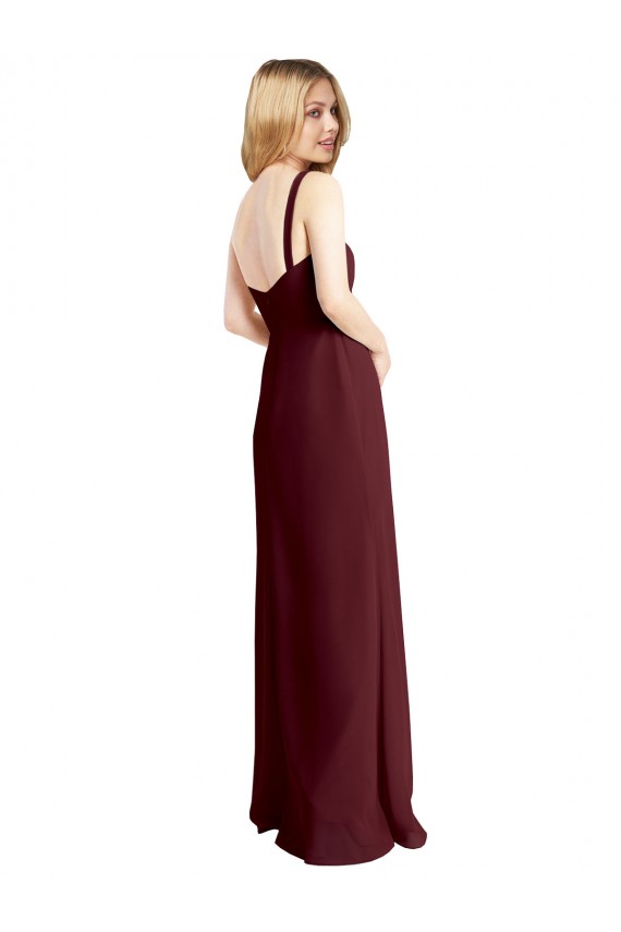 Burgundy Gold Square Neck Sleeveless Low Back A-Line Bridesmaid Dress Townsville