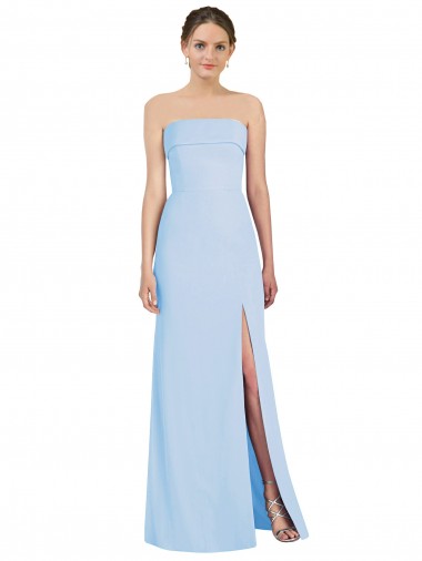 Light Sky Blue Strapless Sleeveless Low Back Trumpet Black Tie Evening Gown / Bridesmaid Dress Townsville