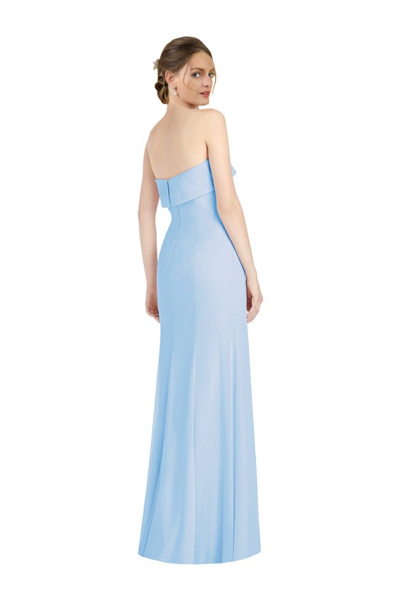 Light Sky Blue Strapless Sleeveless Low Back Trumpet Black Tie Evening Gown / Bridesmaid Dress Townsville