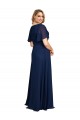 Dark Navy V-Neck Short Flutter Sleeves A-Line Formal Plus Size Evening Gown / Prom Dress / Bridesmaid Dress Townsville