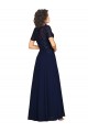 Dark Navy Round Neck Short Sleeves A-Line Prom Dress / Bridesmaid Dress Townsville