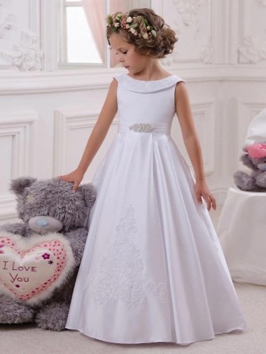 Ivory Bateau Neck Sleeveless Ball Gown Flower Girl Dresses Townsville