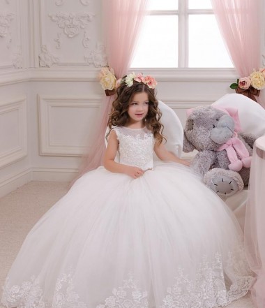 Ivory Bateau Neck Sleeveless Ball Gown Flower Girl Wedding Dress Townsville
