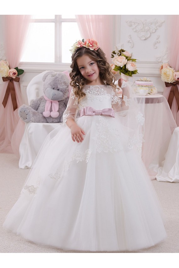 Ivory Bateau Neck Sleeveless Ball Gowns Flower Girl Dress Townsville