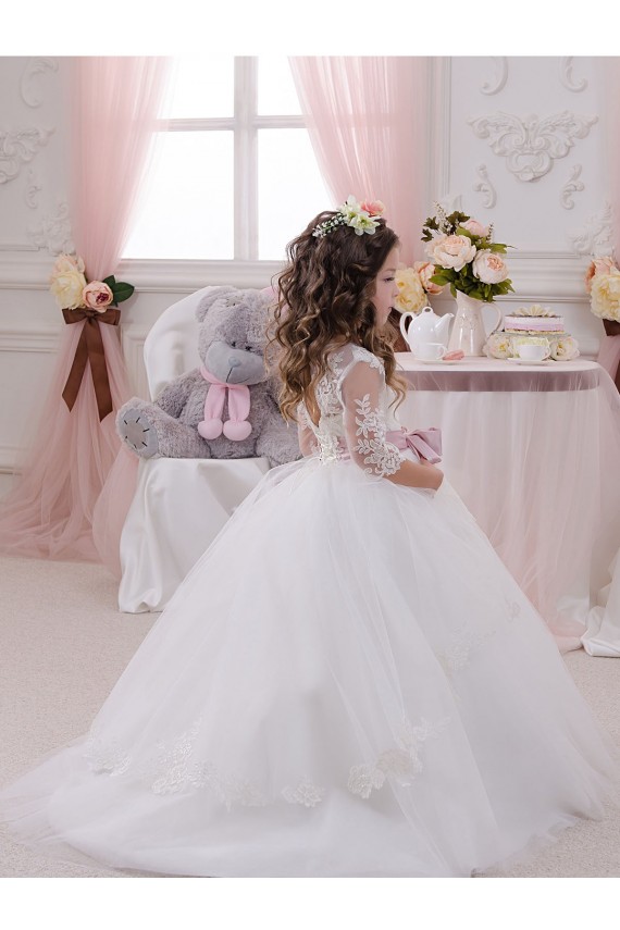 Ivory Bateau Neck Sleeveless Ball Gowns Flower Girl Dress Townsville