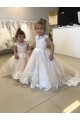 Ivory Bateau Neck Sleeveless V-Back Ball Gown Little Flower Girl Dress Townsville