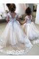 Ivory Bateau Neck Sleeveless V-Back Ball Gown Little Flower Girl Dress Townsville