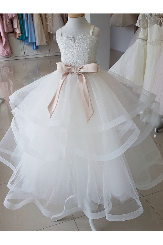 Ivory High Neck Sleeveless Ball Gown Flower Girl Wedding Dress Townsville
