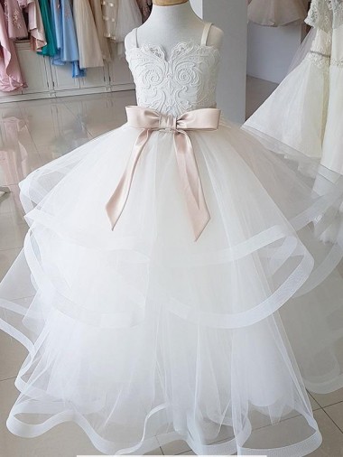 Ivory High Neck Sleeveless Ball Gown Flower Girl Wedding Dress Townsville