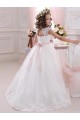 Ivory High Neck Cap Sleeves Keyhole Back Ball Gowns Flower Girl Dress Townsville