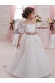 Ivory High Neck Short Sleeves Keyhole Back Ball Gown Flower Girl Dresses Townsville