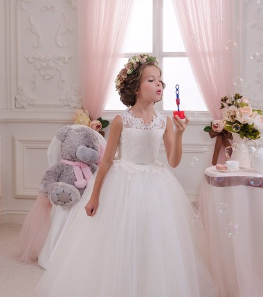 Ivory High Neck Sleeveless Keyhole Back Ball Gown Little Flower Girl Dresses Townsville