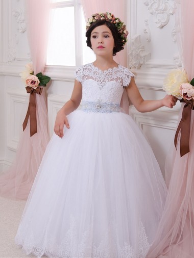 Ivory Sweetheart Cap Sleeves Ball Gown Flower Girl Dresses Townsville