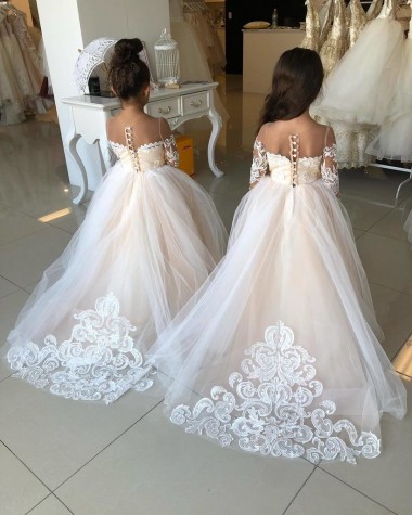 Ivory Sweetheart Long Sleeves Ball Gown Little Flower Girl Dress Townsville