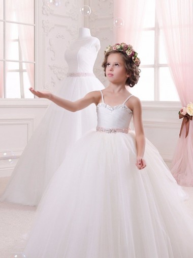 Ivory Sweetheart Sleeveless Tulle Ball Gown Flower Girl Dress Townsville