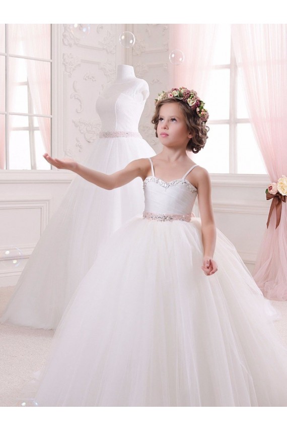 Ivory Sweetheart Sleeveless Tulle Ball Gown Flower Girl Dress Townsville