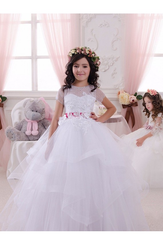 Ivory Sweetheart Short Sleeves Ball Gown Little Flower Girl Dress Townsville