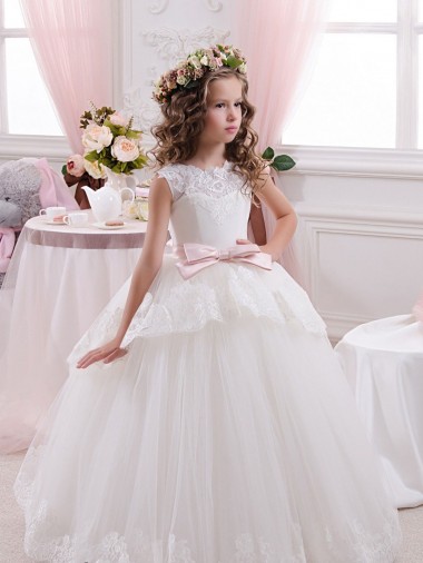 Ivory Sweetheart Sleeveless V-Back Ball Gown Flower Girl Dress for Wedding Townsville