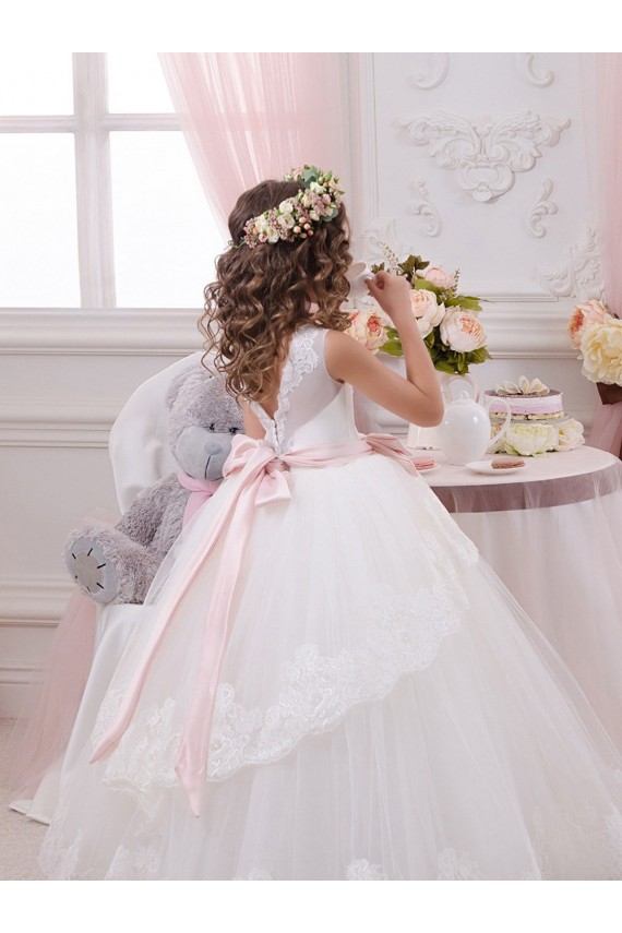 Ivory Sweetheart Sleeveless V-Back Ball Gown Flower Girl Dress for Wedding Townsville
