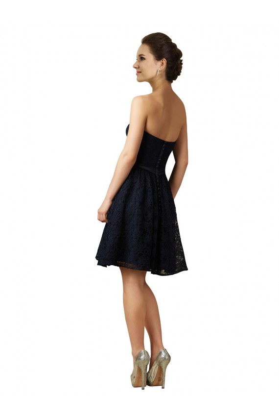 Dark Navy V-Neck Sleeveless Lace A-Line Bridesmaid Dress Townsville