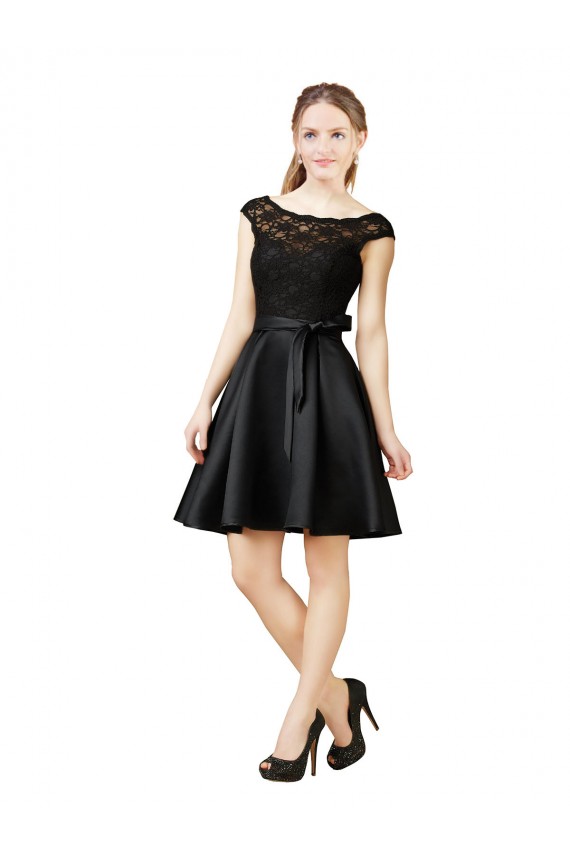 Black Illusion Neck Sleeveless V-Back A-Line Bridesmaid Dress Townsville