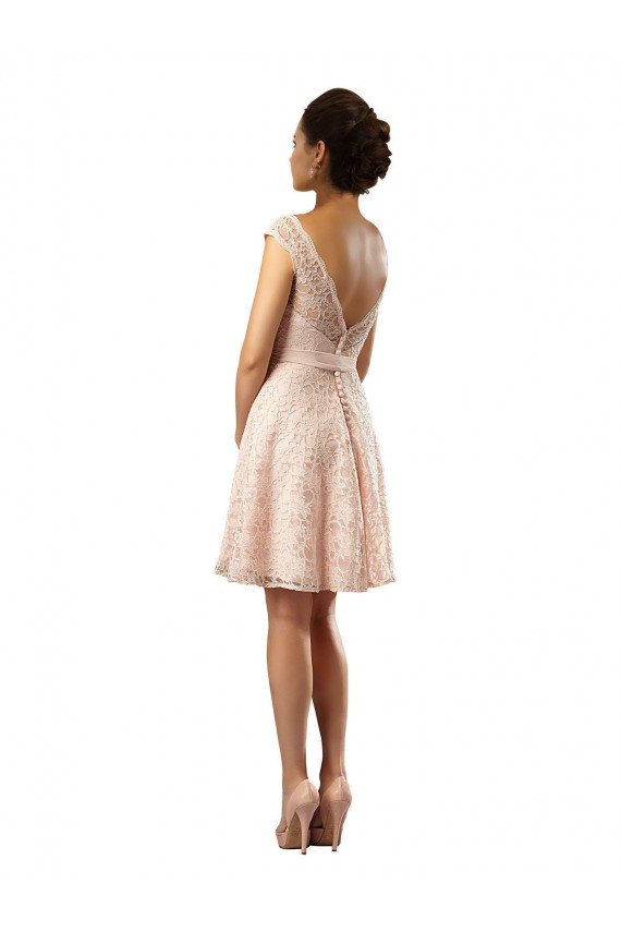 Pink Illusion Neck Cap Sleeves A-Line Bridesmaid Dress Townsville