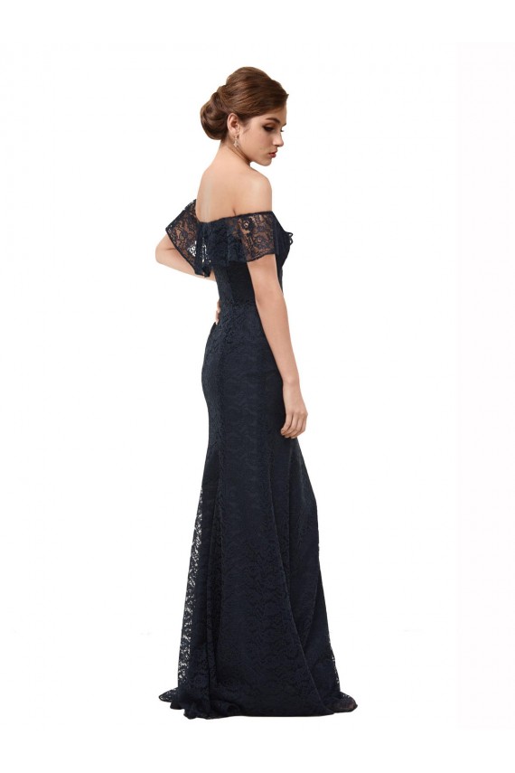 Dark Navy Off the Shoulder Flutter Sleeves Mermaid Prom Dress / Bridesmaid Dress Townsville