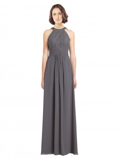 Stormy Silver Halter Neck Sleeveless A-Line Bridesmaid Dress Townsville