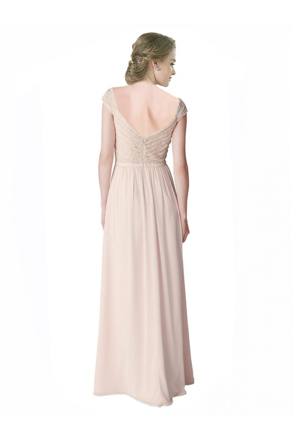 Mint Green V-Neck Cap Sleeves V-Back A-Line Bridesmaid Dress Townsville