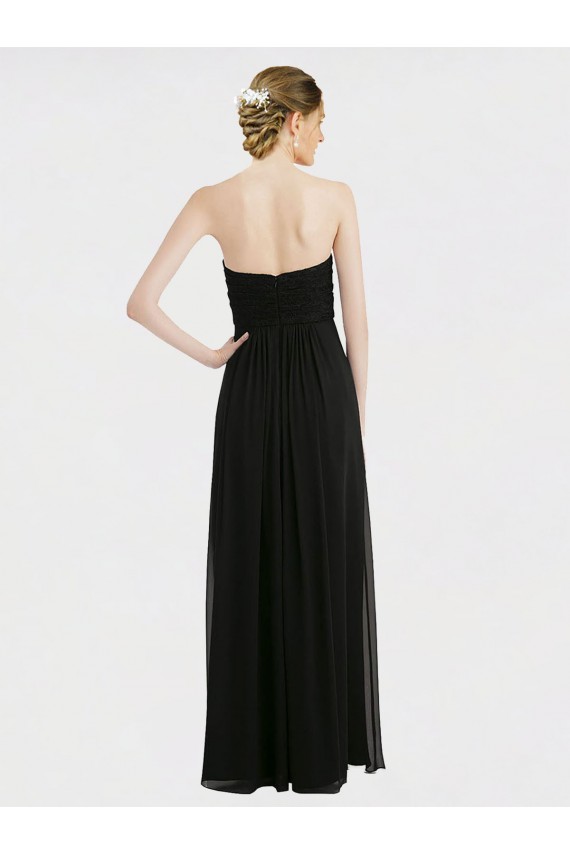 Black Strapless Sleeveless Low Back A-Line Bridesmaid Dress Townsville