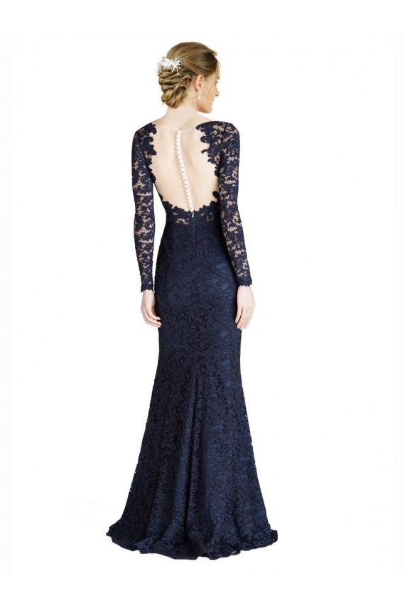 Dark Navy Sweetheart Long Sleeves Keyhole Back Mermaid Prom Dress / Bridesmaid Dress Townsville