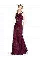 Burgundy Gold High Neck Sleeveless Keyhole Back A-Line Prom Dress / Bridesmaid Dress Townsville