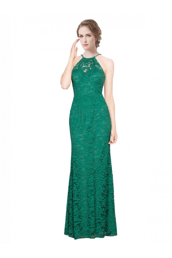 Dark Green High Neck Sleeveless Low Back Mermaid Prom Dress / Bridesmaid Dress Townsville