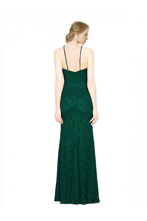 Dark Green High Neck Sleeveless Low Back Mermaid Prom Dress / Bridesmaid Dress Townsville