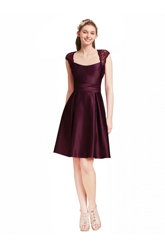 Grape Square Neck Sleeveless Open Back A-Line Bridesmaid Dress Townsville