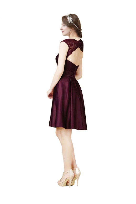 Grape Square Neck Sleeveless Open Back A-Line Bridesmaid Dress Townsville