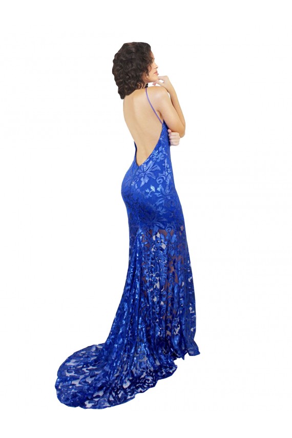 Royal Blue High Neck Sleeveless Open Back Mermaid Semi Formal Evening Dress / Prom Dress / Bridesmaid Dress Townsville