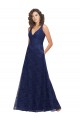Dark Navy V-Neck Sleeveless Low Back A-Line Bridesmaid Dress Townsville