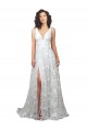 Off White V-Neck Sleeveless Low Back Lace A-Line Wedding Dress Townsville