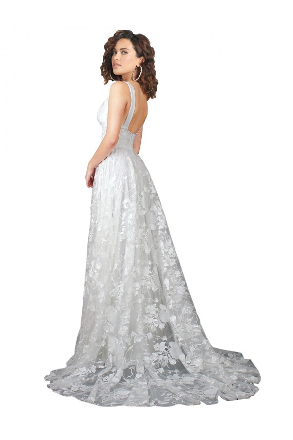 Off White V-Neck Sleeveless Low Back Lace A-Line Wedding Dress Townsville
