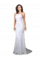 White High Neck Sleeveless Open Back Sheath Wedding Dress Townsville