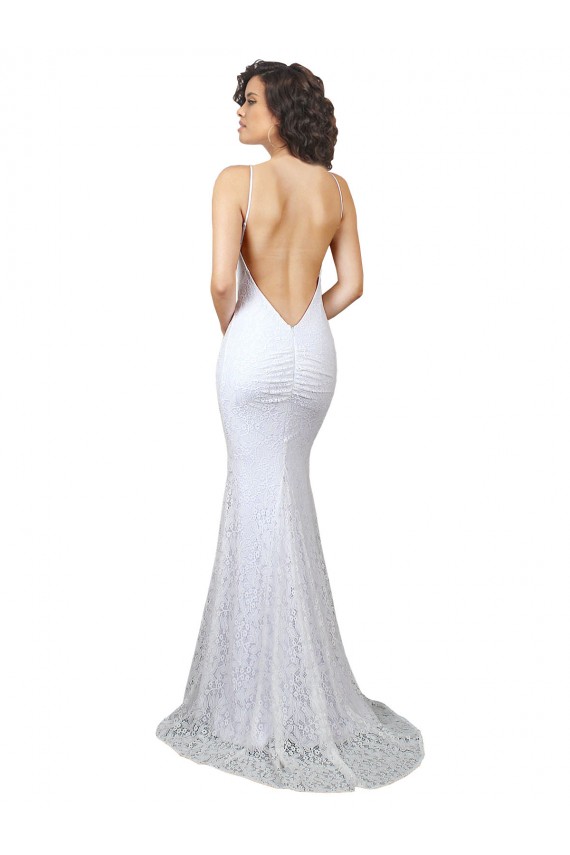 White High Neck Sleeveless Open Back Mermaid Wedding Dress Townsville