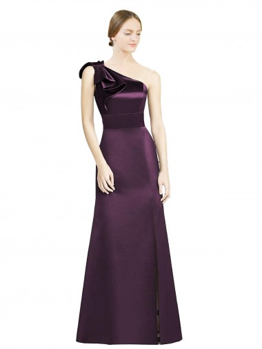 Grape One Shoulder Sleeveless Mermaid Bridesmaid Dress Townsville