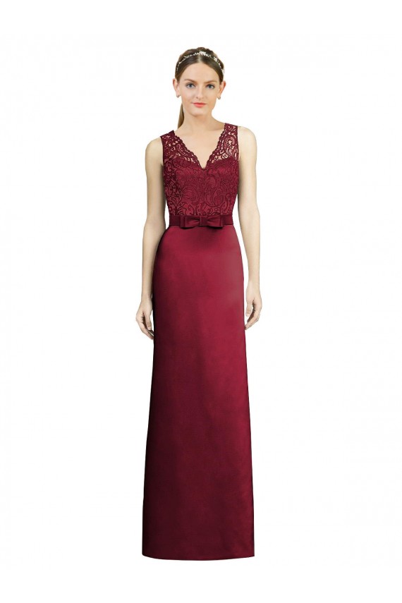 Burgundy V-Neck Sleeveless A-Line Bridesmaid Dress Townsville