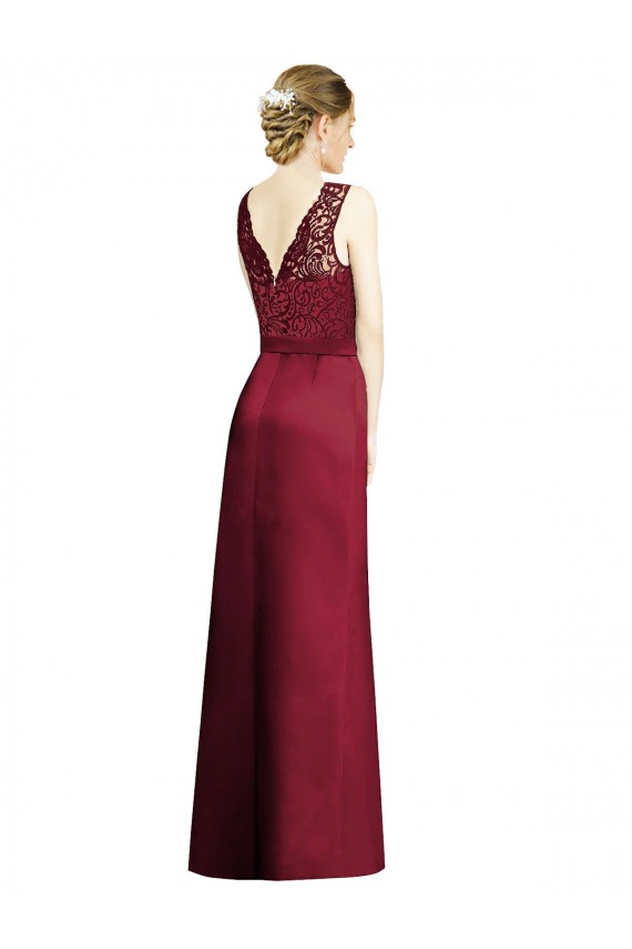 Burgundy V-Neck Sleeveless A-Line Bridesmaid Dress Townsville