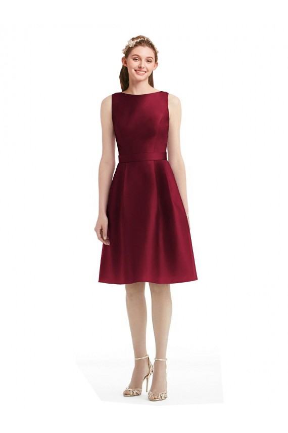 Burgundy Bateau Neck Sleeveless A-Line Bridesmaid Gown Townsville