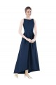 Dark Navy Bateau Neck Sleeveless A-Line High Low Bridesmaid Dress Townsville